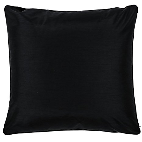 DreamHome - Solid Faux Silk 26" X 26" European Pillow Cover - Black
