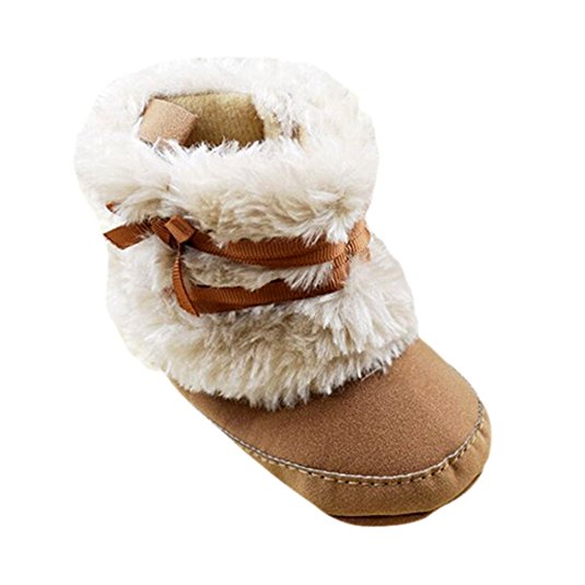 Weixinbuy Baby Girl Fur Bowknot Snow Short Boots Warm Fleece Shoes