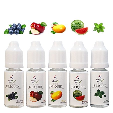 E Liquid No Nicotine, Vvay Vape Juice Fruit, Apple | Watermelon | Ice Menthol | Mango | Blueberry(Pack of 5)