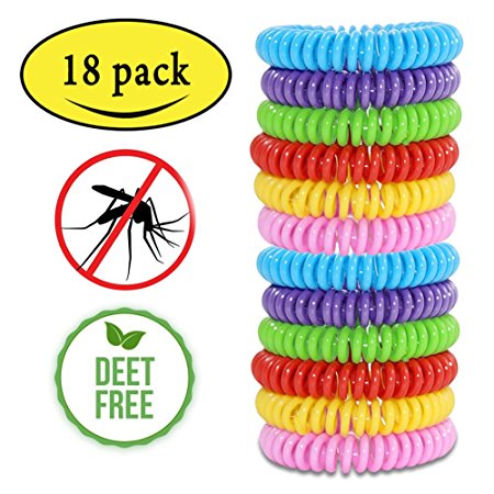 Mosquito Repellent Bracelets,Natural for Kids & Adults（18 Pack）Waterproof Elastic Coil Pest Control Bug Repellent Wristbands up to 300 Hrs Protection,Deet-free and Bugs Free