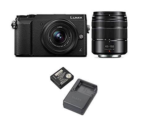 PANASONIC LUMIX GX85 Camera with 12-32mm and 45-150mm Lens Bundle, 4K, 5 Axis Body Stabilization, 3 Inch Tilt and Touch Display with DMW-ZSTRV Lumix Battery & External Charger Travel Pack, Black