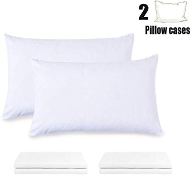 RUIKASI Pillowcases 2 Pack 50x75 cm, Standard Pillow Covers Pair White 100% Brushed Microfiber, Wrinkle and Stain Resistant (White, Pillowcases (pair) 50x75)