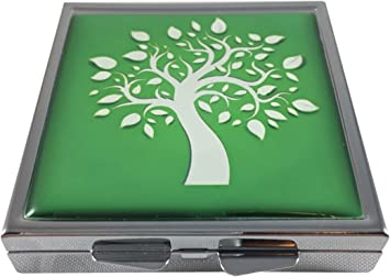 Tree of Life Square Four Section Pocket Purse Travel Pill Box Case