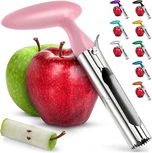 Zulay Kitchen Premium Apple Corer Tool - Ultra Sharp, Stainless Steel, Serrated Blades for Easy Coring - Easy to Use & Clean, Durable Apple Corer Remover for Baking Apples & More - Pink