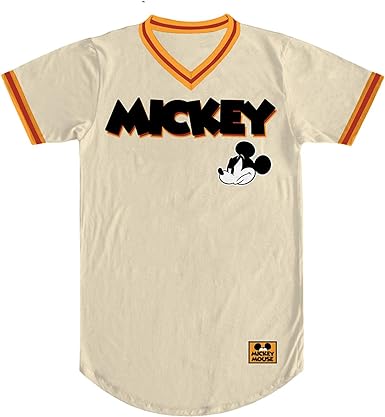 Disney Mens Mickey Mouse Baseball Jersey - Mens Classic Mickey Mouse Pullover Baseball Jersey Mickey Mouse Fashion Shirt