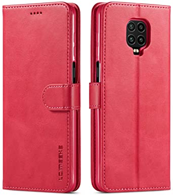 ZTOFERA Leather Case for Xiaomi Redmi Note 9 Pro 4G, Ultra Slim Retro Vintage TPU Folio Bumper Wallet with [Kickstand] [Card Slots] [Magnetic Closure] Flip Case Cover for Redmi Note 9 Pro - Hot Pink