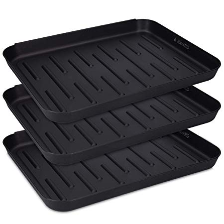 Navaris Set of 3 Shoe Drip Trays - Multi-Purpose Boot Tray for Rain Boots, Winter Boots, Wellies - For Indoor and Outdoor Use in All Seasons - Small