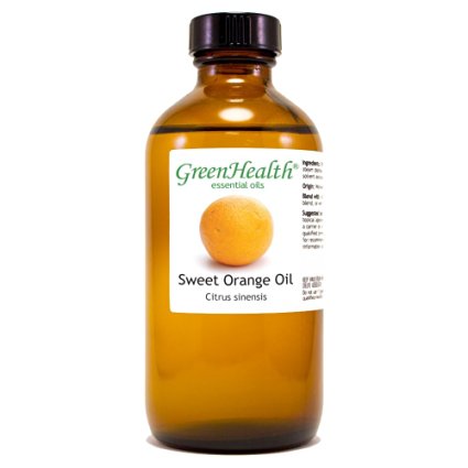 Sweet Orange - 8 fl oz (237 ml) Glass Bottle w/ Cap - 100% Pure Essential Oil - GreenHealth