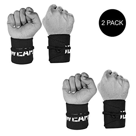 WOD Wear Wrist Wraps for Powerlifting, Strength Training, Bodybuilding, Cross Training, Olympic Weightlifting, Yoga Support - One Size Fits All