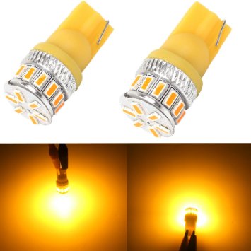 Alla Lighting Amber Yellow CANBUS Error FREE 194 168 2825 175 192 W5W LED T10 Wedge Super Bright High Power 3014 18-SMD LED Lights Bulbs for License Plate Interior Map Dome Side Marker Light
