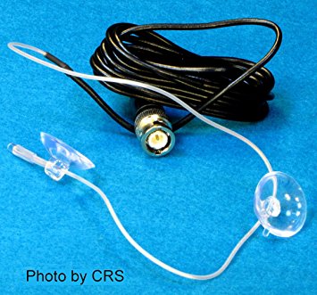 Scanner Radio Receiver BNC Glass Mount Wire Antenna with 2 Suction Cups - Workman SC1