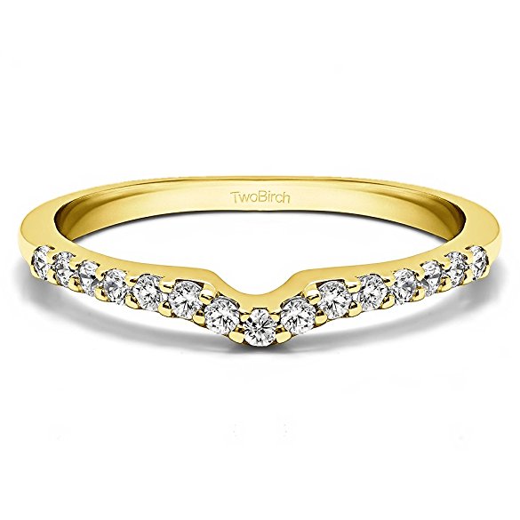 Diamonds (G-H,I2-I3) Delicate Notched Band In 14k Yellow Gold(0.25Ct)Size 3 To 15 in 1/4 Size Interval