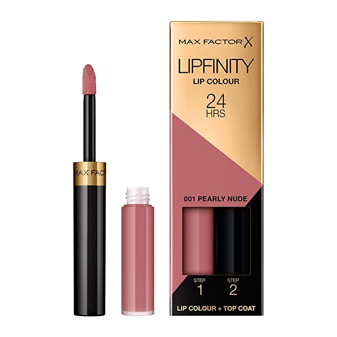 Max Factor Lipfinity Lipstick for Women, 001 Pearly Nude, 0.14 Ounce