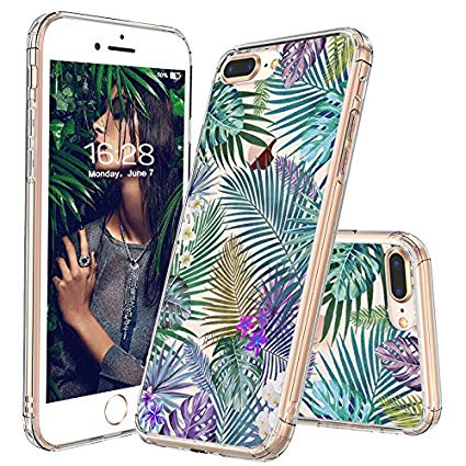 iPhone 7 Plus Case, iPhone 8 Plus Case, Clear iPhone 7 Plus Case, MOSNOVO Tropical Palm Tree Leaves Clear Design Printed with TPU Bumper Case Cover for iPhone 7 Plus (2016) / iPhone 8 Plus (2017)