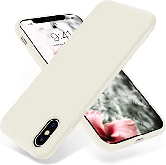 OTOFLY Liquid Silicone Gel Rubber Full Body Protection Shockproof Case for iPhone Xs/iPhone X，Anti-Scratch&Fingerprint Basic-Cases，Compatible with iPhone X/iPhone Xs 5.8 inch (2018), (Antique White)