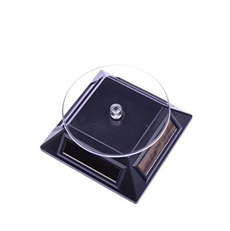 eFuture(TM) Black Solar Powered Rotating Rotary Phone accessory Mini Display Stand Turntable  eFuture's nice Keyring