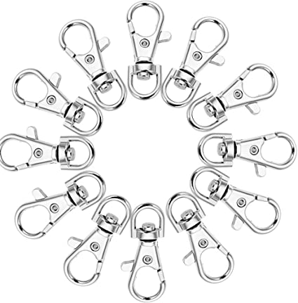 Airssory 20pcs Curved Lobster Clasps Platinum Color Plated Lobster Claw Swivel Clasps DIY Jewelry Fastener Hook, Necklaces Bracelets DIY Fasteners(35x13mm,Hole:6mm)