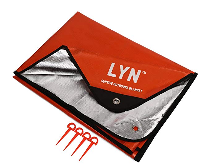 LYN Outdoor Survival Heat Insulation Blanket Thermal Reflective Orange Silver All Weather Emergency Blanket