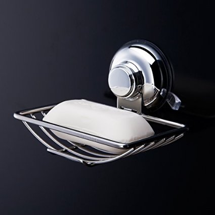 iPegtop Super Powerful Soap Dish Holder Vacuum Stainless Steel Bathroom Toilet Soap Saver Case Suction Cups for Bathroom & Kitchen,Not Rust