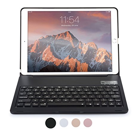 iPad Pro 10.5 Keyboard case, COOPER NOTEKEE F8S Backlit LED Bluetooth Wireless Rechargeable Keyboard Portable Laptop Macbook Clamshell Clamcase Cover with 7 Backlight Colors (Black)