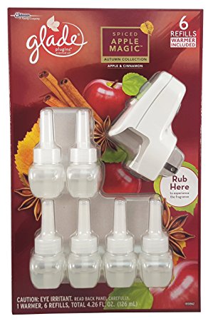 Glade PlugIns Scented Oil Refills, Apple Cinnamon, 1 Warmer & 6 Refills