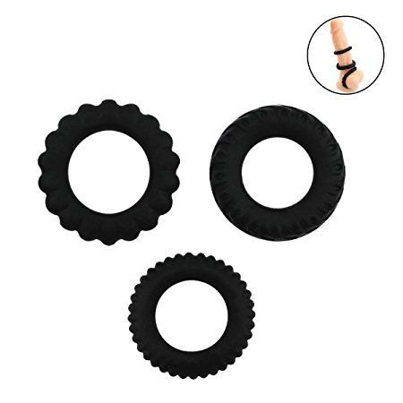 Cock Rings Penis Ring - 3 Sizes Silicone Rings for Male Bigger Harder Longer Penis - Improve Endurance and Delay Ejaculation for Men