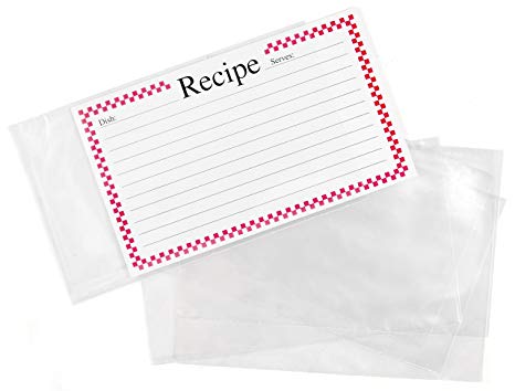 BigKitchen 2210 Clear Vinyl 3 x 5 Inch Recipe Card Covers, Set of 48