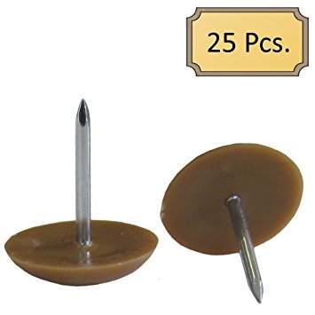 7/8" Dia. Crescent Shaped Nail-on Slider Glides for Chairs, Stools, & Tables - Protects Your Floors as Furniture Slides Like Magic! - Tan - Box of 25