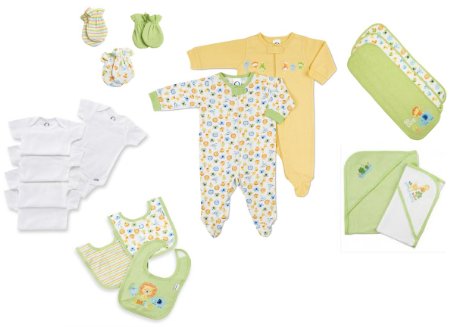 Gerber Unisex Baby Grow with Me Newborn 18 Piece Gift Set - 687966160, Green