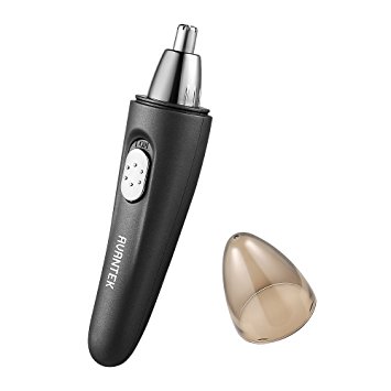 AVANTEK Wet / Dry Nose and Ear Hair Trimmer, Battery-Operated Facial Hair Shaver with LED Light