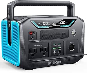 MOKiN Portable Power Station, 288Wh Lithium Battery Emergency Backup Power Source, 9-Port 300W Solar Generator, 2 AC Outlets, 100W USB-C PD Output, Outdoor Generator, for Camping RV Travel.