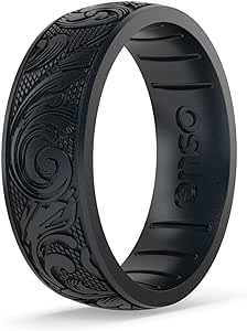 Enso Rings Signature Etched Collection - Classic Etched Silicone Rings - Comfortable and Flexible Design - Made in USA