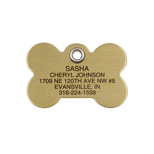 LuckyPet Pet ID Tag - Bone - Custom engraved dog & cat tags. Pet safety tag has reflective coating and is available in plastic, stainless steel and brass.