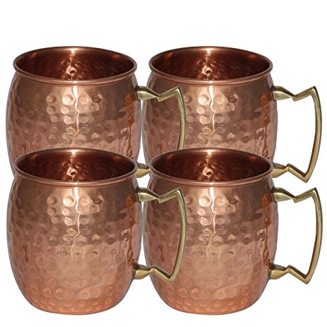 Handmade Pure Copper Hammered Moscow Mule Mug set of 4