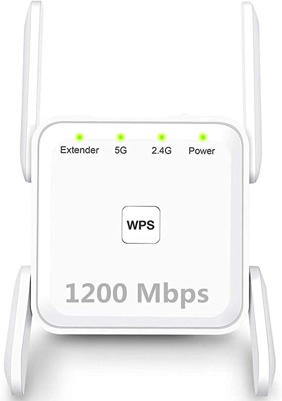 WiFi Range Extender, 1200Mbps Wireless Signal Repeater Booster, Dual Band 2.4G and 5G Expander, 4 Antennas 360°Full Coverage, Extend WiFi Signal to Smart Home & Alexa Devices（KY1203A05）