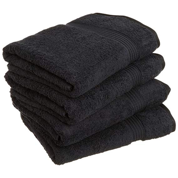 Superior 100% Long Staple Combed Cotton Bath Towel Set, 4 Piece, Black