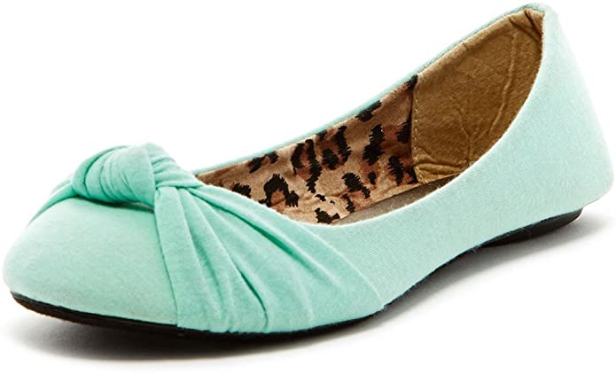 Charles Albert Ballet Flats for Women, Knotted Front Canvas Round Toe Dress Shoe