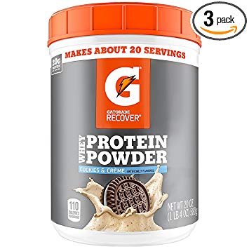 Gatorade Whey Protein Powder, Cookies & Crème, 20.0 Ounce (20 servings per canister, 20 grams of protein per serving)