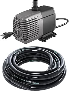 Active Aqua AAPW1000 1000 GPH Submersible Pond Water Pump for Hydroponic System and 0.75-Inch ID Black 25-Foot Vinyl Irrigation Tubing