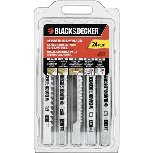 Black & Decker 75-626 Assorted Jigsaw Blades Set, Wood and Metal, 24-Pack