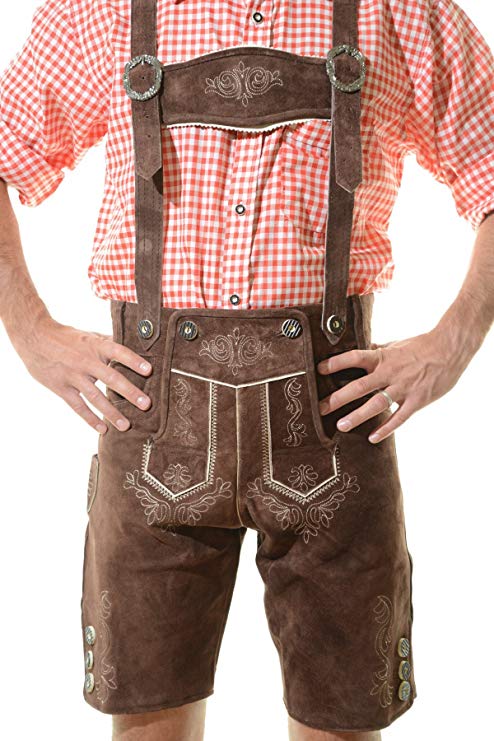 Men's Bavarian Lederhosen Tracht Oktoberfest Lederhosen For Sale Brown