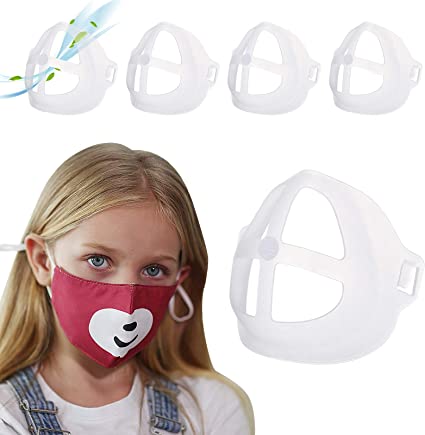 3D Mask Bracket for Kids - 5 Pack Face Mask Inner Support Frame with Hook & Loop, More Space for Comfortable Breathing Protect Lipstick Washable Reusable