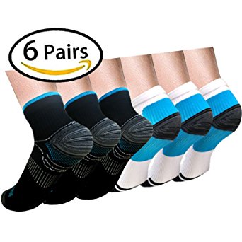 6 Pairs Upgraded Sport Plantar Fasciitis Arch Support Low Cut Running Gym Compression Foot Socks Sleeves 2 Size