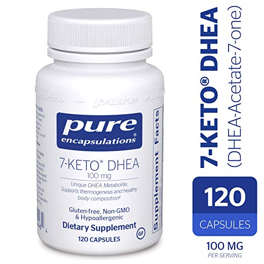 Pure Encapsulations - 7-Keto DHEA (DHEA-Acetate-7-one) 100 mg - Unique DHEA Metabolite - Hypoallergenic Dietary Supplement - 120 Capsules