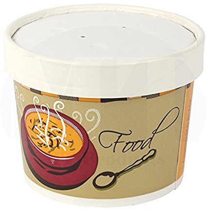 12 oz. Double-Wall Poly Paper Soup / Hot Food Cup with Vented Paper Lid by MT Products - (20 Cups and 20 Lids)