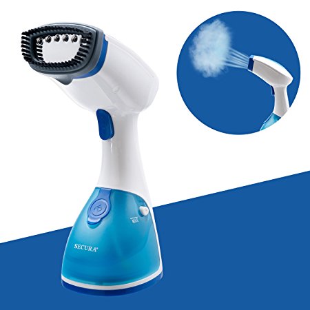 Secura Instant-Steam Handheld Garment and Fabric Steamer with Stainless Steel Soleplate and Accessories, 1000-Watt 360° Rotating Non-Bind Cord (2-year Warranty)