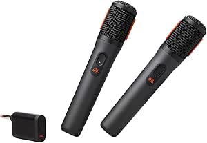 JBL PartyBox Wireless Mic - 2X Digital Wireless Microphones, Rechargeable Battery (20hrs - 700mAh), Clear Voice, Crisp Sound, Stable 2.4GHz Connection, Compatible with All PartyBox Speakers (Black)