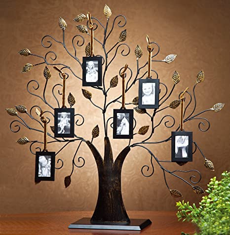 ESK Collection Large Bronze Family Tree Picture Frame with 6 Hanging Photo Frames