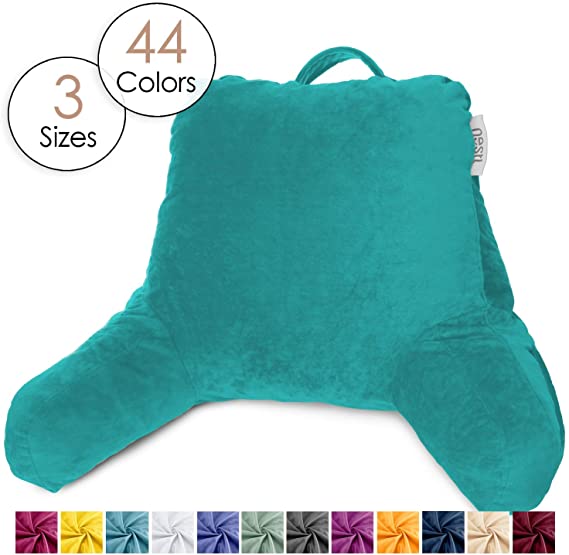 Nestl Reading Pillow, Petite Bed Rest Pillow with Arms for Kids & Young Adults – Premium Shredded Memory Foam TV Pillow - Teal