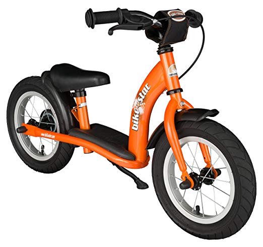 BIKESTAR® Original Safety Lightweight Kids First Balance Running Bike with brakes and with air tires for age 3 year old boys and girls | 12 Inch Classic Edition | Sunny Orange
